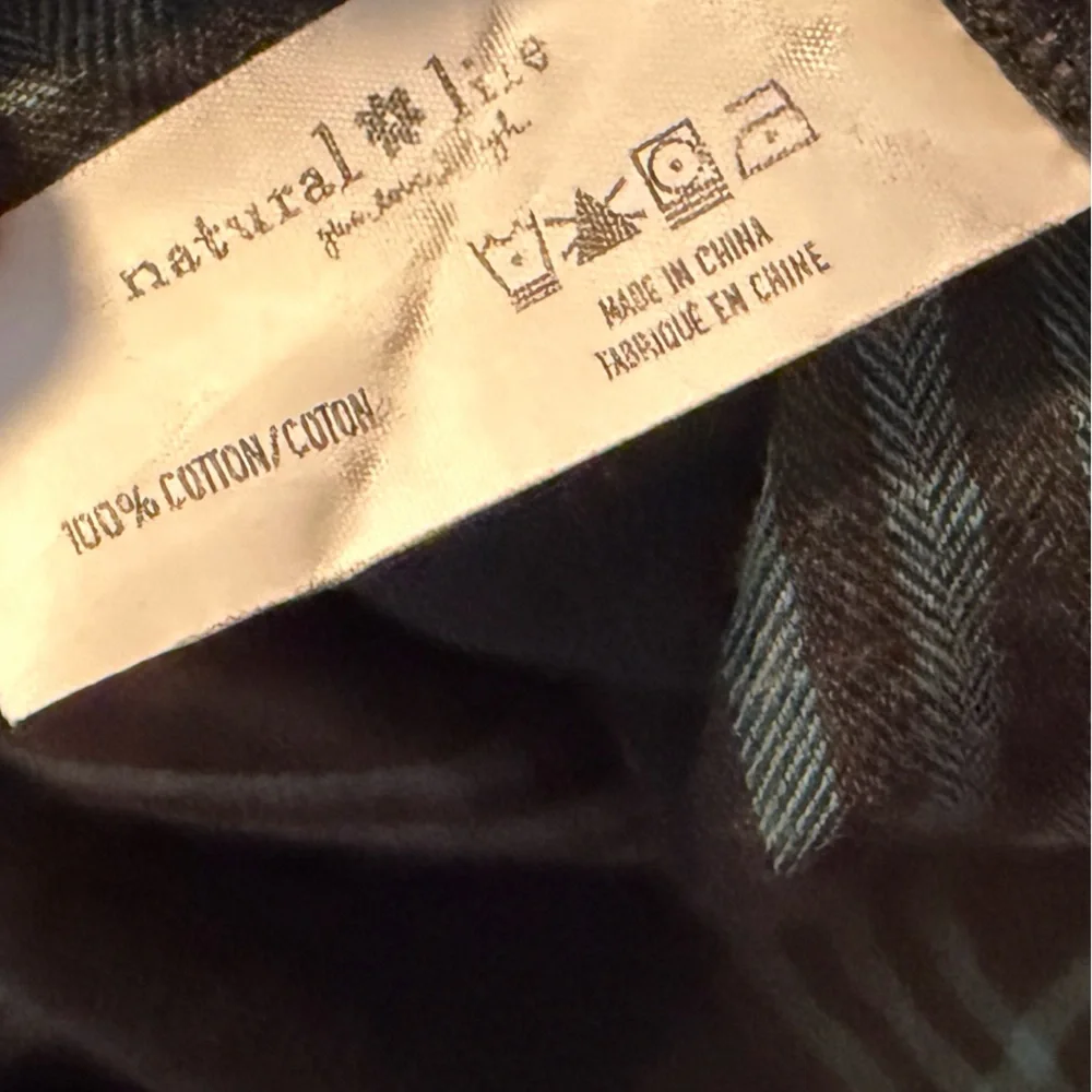 NATURAL LIFE Esme Long Sleeve Plaid Shirt Dress 100% Cotton M - Picture 7 of 7